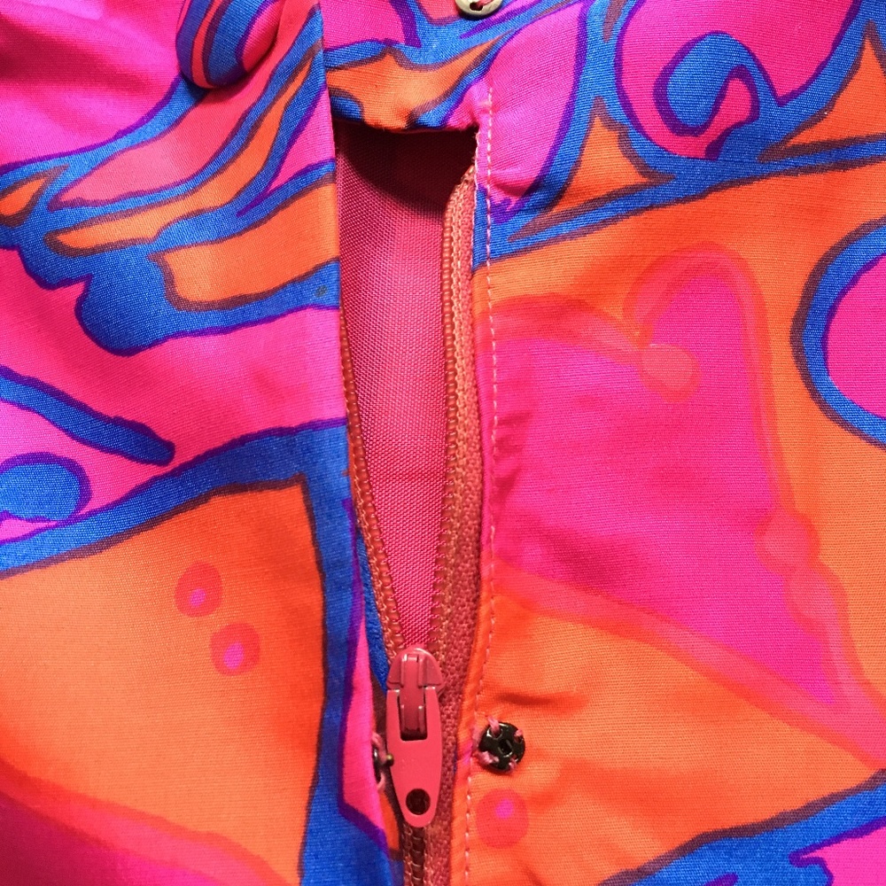 Anthony Allan Dress Vintage 60's Bright Pink Orange Front Zipper Back Pleat - Picture 5 of 7